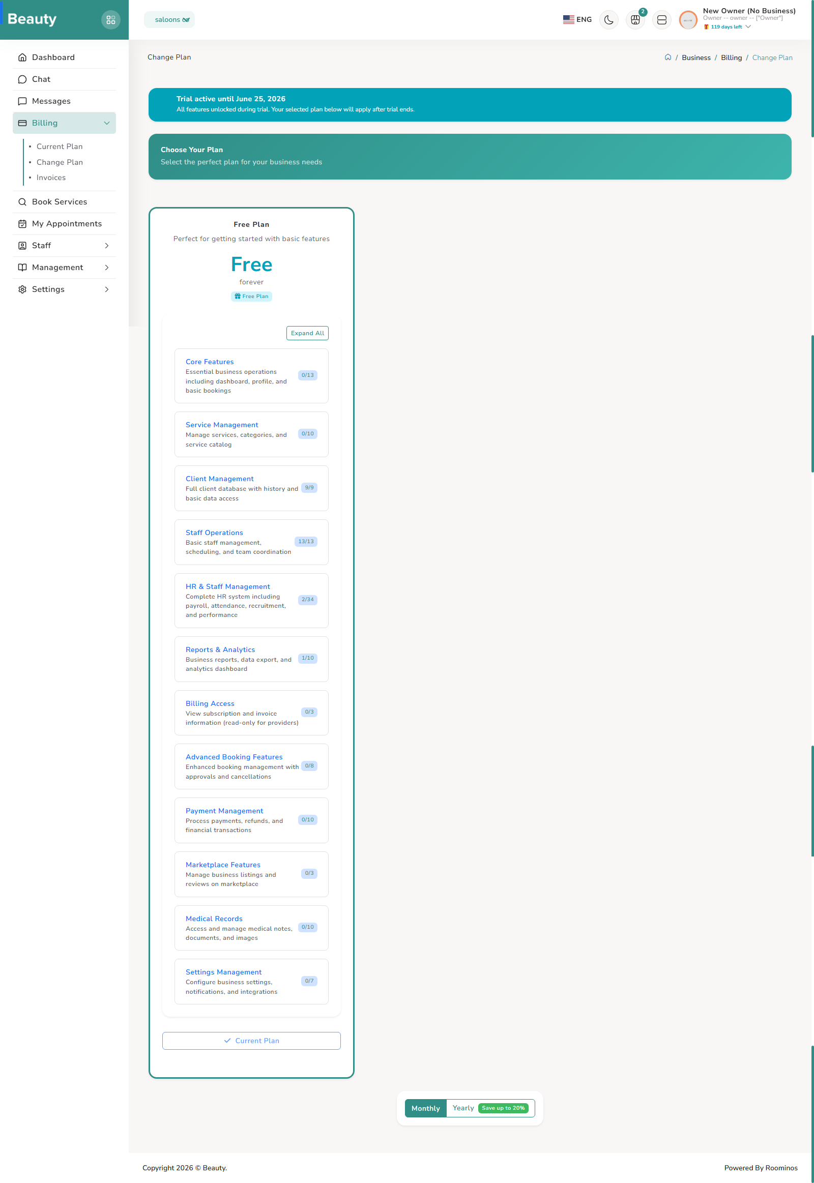Billing / Change Plan screenshot 1