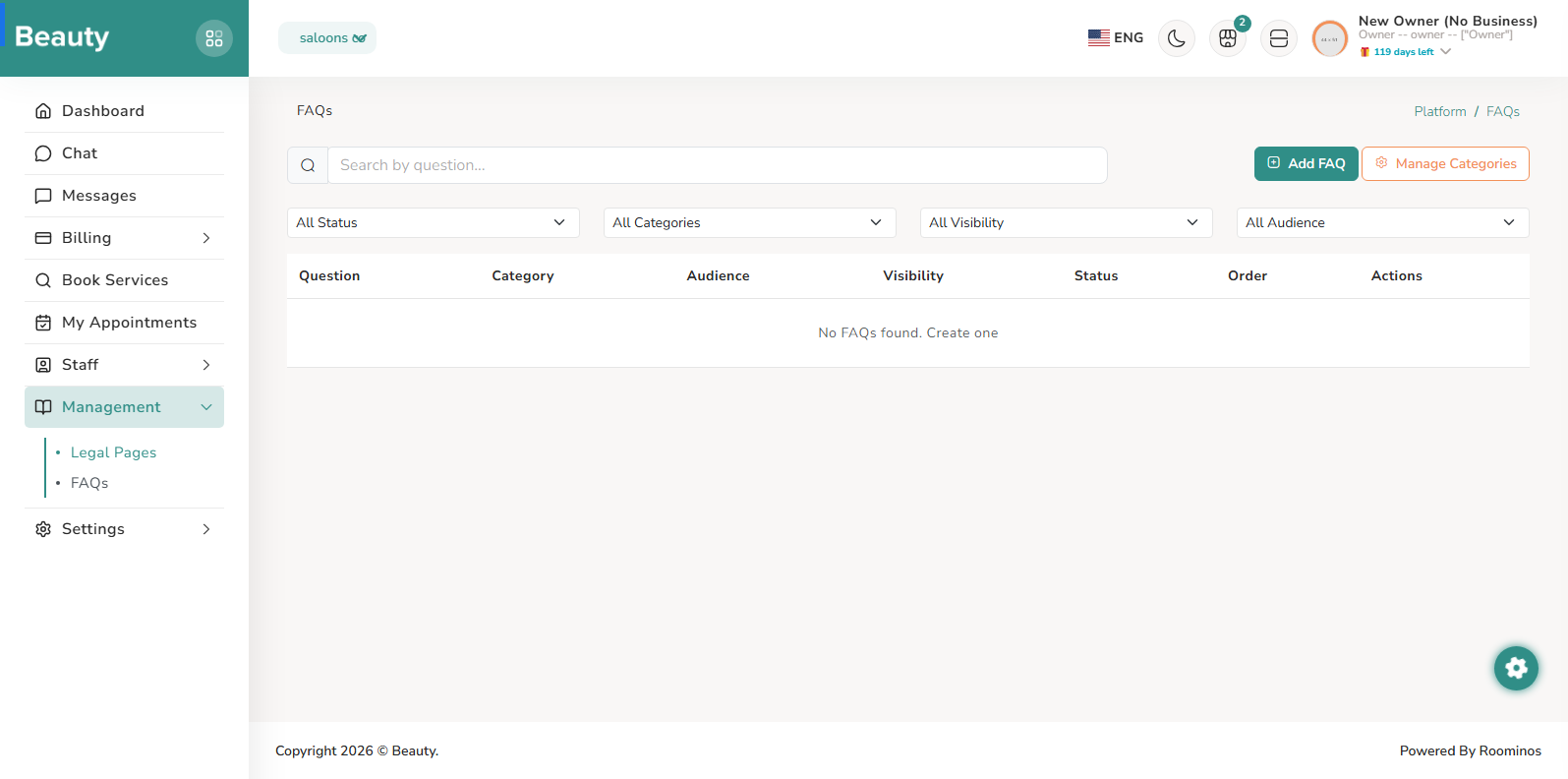 Management / FAQs screenshot 1