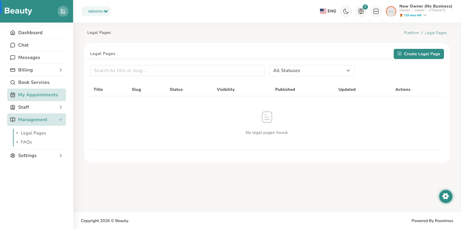 Management / Legal Pages screenshot 1