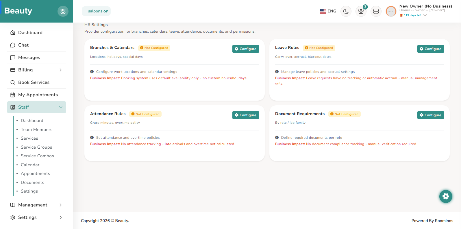 Staff / Settings screenshot 1